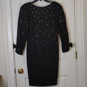 Morton Myles For the Warrens Black Rhinestone Studded Long Sleeve Vintage Dress